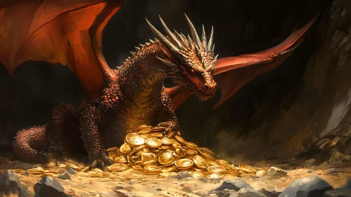 Fantasy Dragon and Golden Hoard