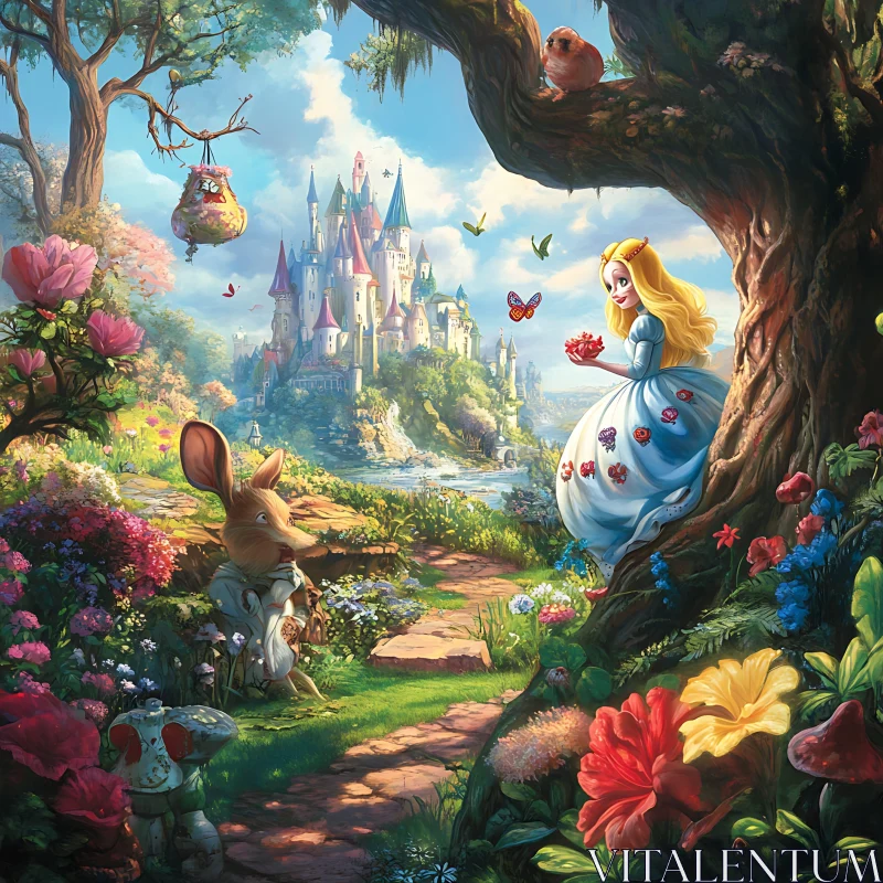 A Whimsical Princess and Rabbit Fairytale