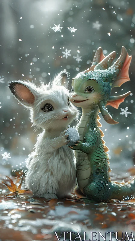 Whimsical Winter Companions AI Image