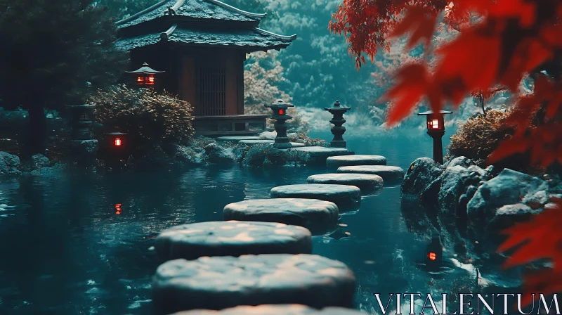 Zen Garden Path with Autumn Foliage