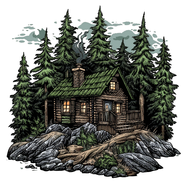 Woodland Cabin Retreat T-Shirt Design