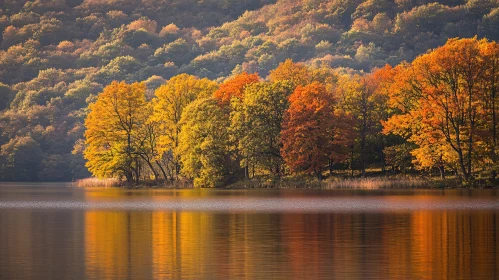 Golden and Red Foliage by the Lakeside