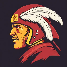Stylized Man Portrait in Red Helmet