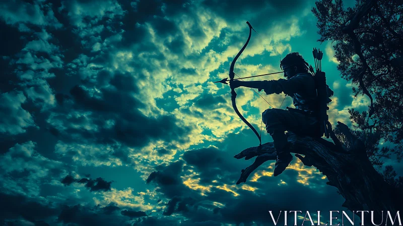 Night Archer on a Tree Branch