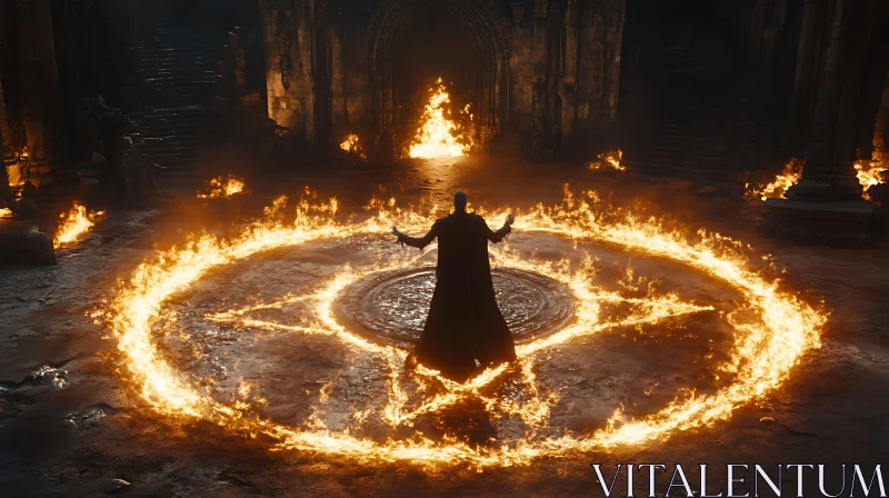 Mystic Fire Ritual in Ancient Chamber