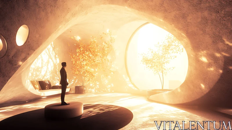 Sunlit Modern Architecture with Figure
