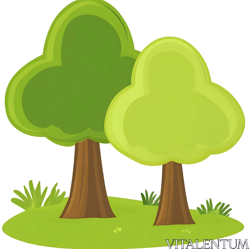Stylized Trees in Flat Colors