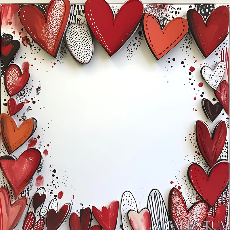Abstract Heart Frame with Red and Black