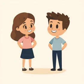 Cartoon Children Illustration: Smiling Friends