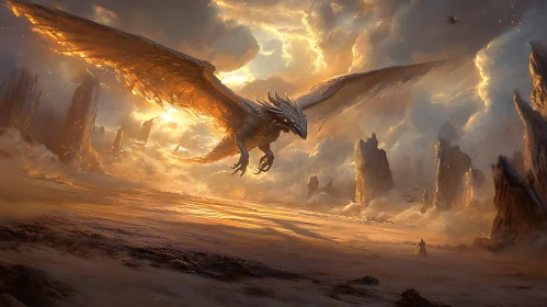 Dragon in Flight over Desert