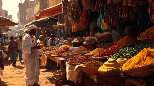 Colorful Spices in Traditional Market