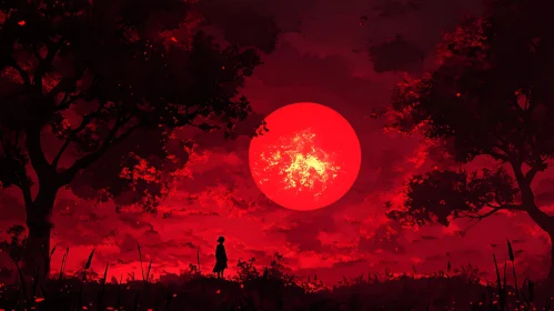 Crimson Lunar Silhouette