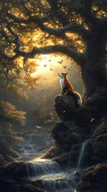 Mystical Forest Fox Scene