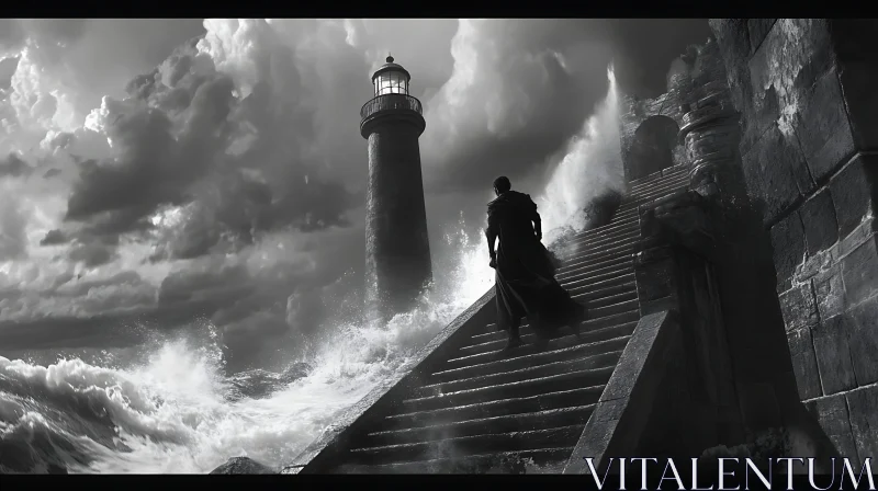 Monochrome Lighthouse Seascape