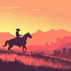 Equestrian Sunset Silhouette