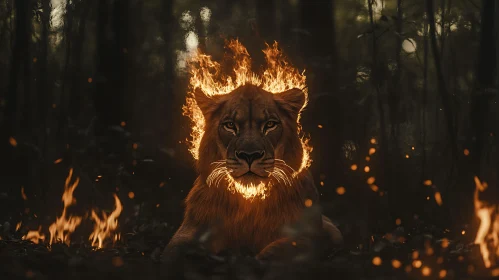 Fiery Lion Portrait