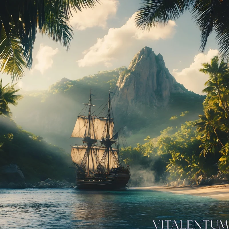 Island bound ship