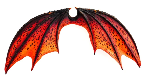 Fiery Dragon Wings on White Background