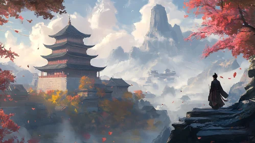 Tranquil Mountain Pagoda Landscape
