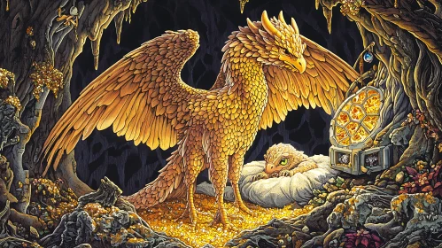 Dragon Protecting its Offspring