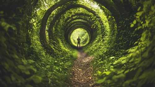 Green Forest Path with Figure