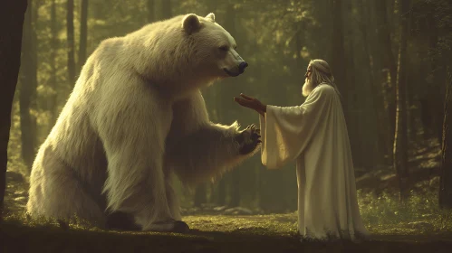 White Bear Encounter in the Woods