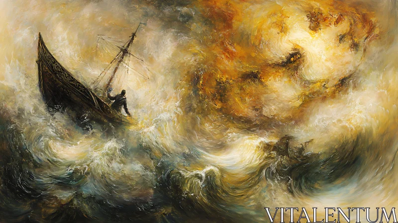 Boat in the Ocean During a Storm