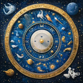 Astrological Zodiac Wheel in Cosmos