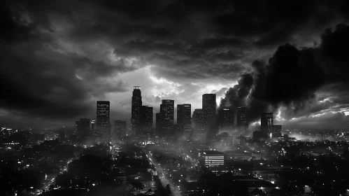 Monochrome City Skyline