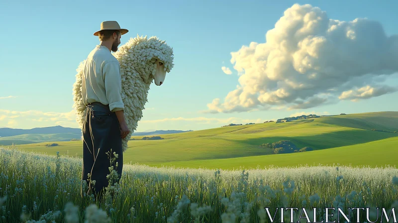 Surreal Encounter in the Meadow