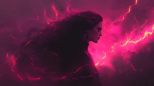 Silhouette of Woman in Pink Light