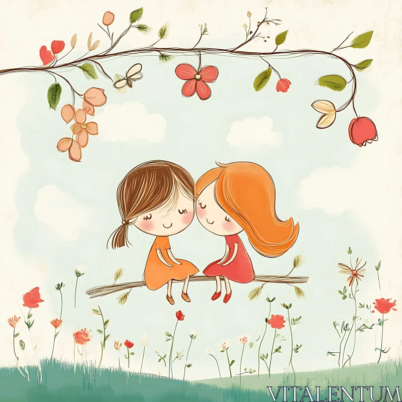 Whimsical Friendship Scene