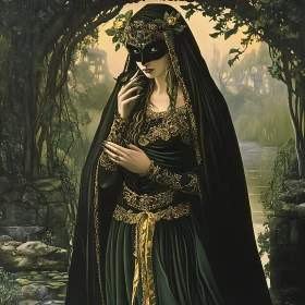 Masked Woman in Forest