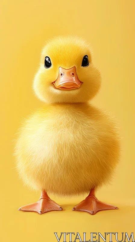 Cute Yellow Duckling Close-Up
