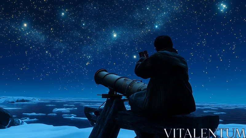 Celestial View: Telescope and Starry Sky