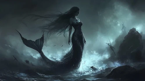 Enchanting Mermaid in the Ocean's Depths