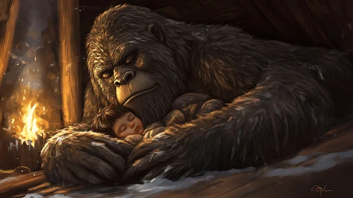 A Gorilla's Tender Embrace