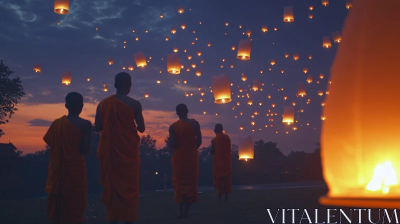 Floating Lanterns Celebration at Night