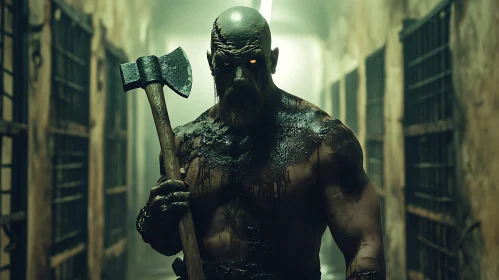 Axe Warrior in Dark Prison