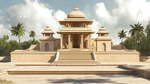 Architectural Marvel: A Tranquil Temple Scene