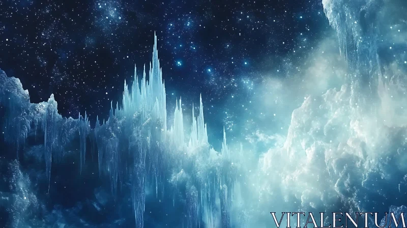 Icy Landscape with Starry Sky