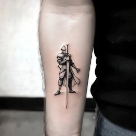 Ink Drawing Knight with Sword