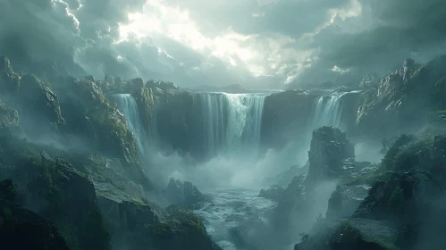 Enchanted Waterfall in the Mist