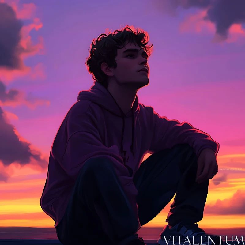 Man Watching Sunset
