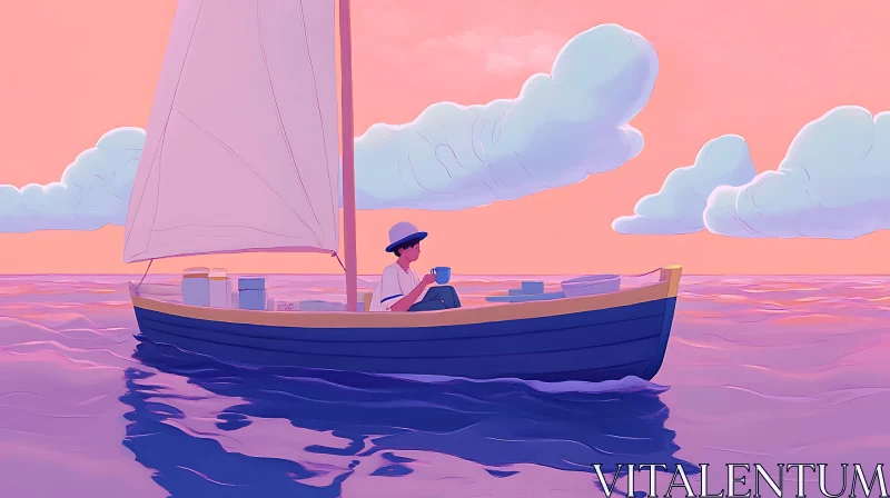 Peaceful Sailboat Ride at Sunset AI Image