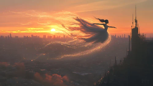 Soaring Spirit: Sunset Silhouette