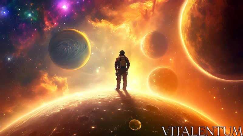 Cosmic Journey: Astronaut on Distant Planet