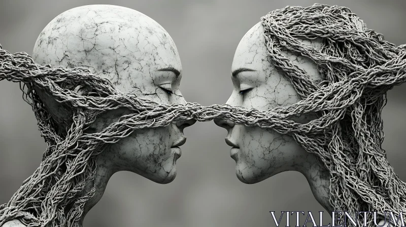 Entwined Figures in Monochrome