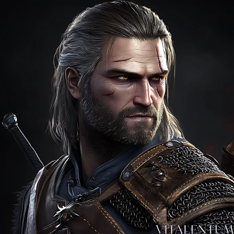 Stoic Warrior with Sword and Scars