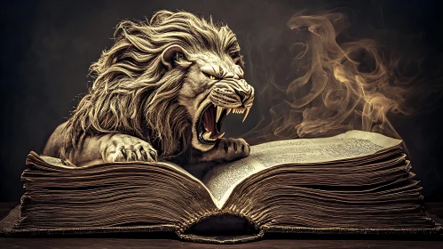 Fierce Lion and Old Book